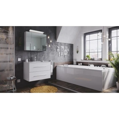 Posseik Badmöbel-Set Homeline 80 Cm Weiß Hochglanz 3-teilig