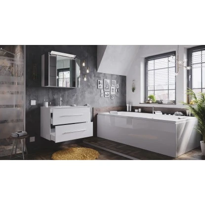 Posseik Badmöbel-Set Homeline 80 Cm Weiß Hochglanz 3-teilig – Bild 3