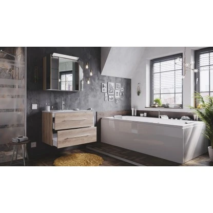 Posseik Badmöbel-Set Homeline 80 Cm Eiche Hell 3-teilig – Bild 3