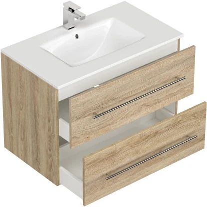 Posseik Badmöbel-Set Homeline 80 Cm Eiche Hell 3-teilig – Bild 4