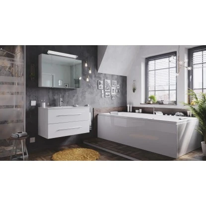 Posseik Badmöbel-Set Homeline 90 Cm Weiß Hochglanz 3-teilig