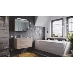 Posseik Badmöbel-Set Homeline 90 Cm Eiche Hell 3-teilig