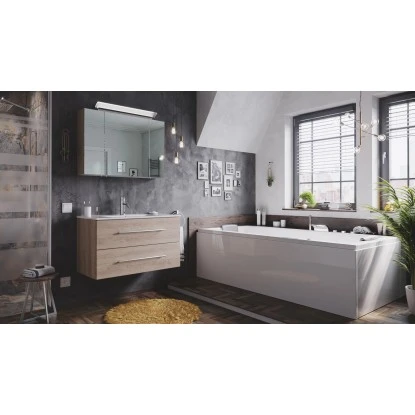 Posseik Badmöbel-Set Homeline 90 Cm Eiche Hell 3-teilig