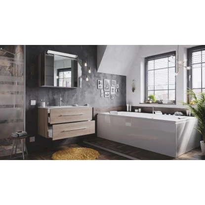 Posseik Badmöbel-Set Homeline 90 Cm Eiche Hell 3-teilig – Bild 3