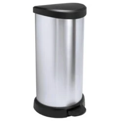 Curver Treteimer Metallics 40 L Silber-Schwarz