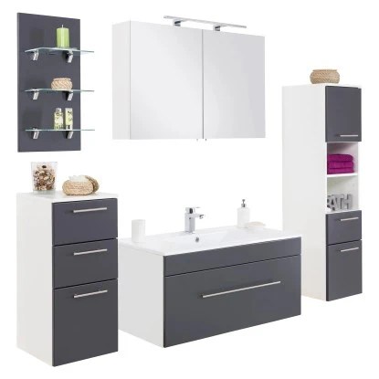 Posseik Badmöbel-Set Viva 100 Cm Anthrazit Seidenglanz 5-teilig – Bild 3