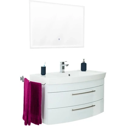 Posseik Badmöbel-Set 100,5 Cm Luna Weiß Hochglanz 3-teilig – Bild 3