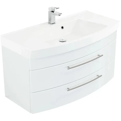 Posseik Badmöbel-Set 100,5 Cm Luna Weiß Hochglanz 3-teilig – Bild 4