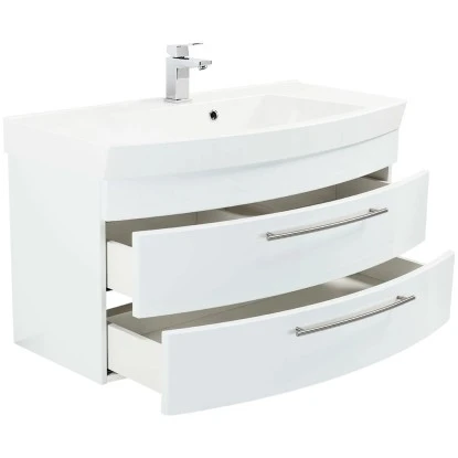 Posseik Badmöbel-Set 100,5 Cm Luna Weiß Hochglanz 3-teilig – Bild 5