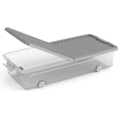 Aufbewahrungsbox W L Flach Mit Butterflydeckel 4 Rollen Grau – Bild 2