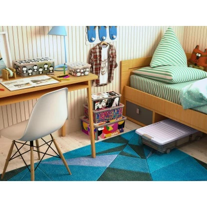 Aufbewahrungsbox W L Flach Mit Butterflydeckel 4 Rollen Blueberry – Bild 2