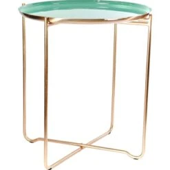 Kayoom Beistelltisch Yvette GrĂŒn-Kupfer 56,5 Cm X 50,5 Cm