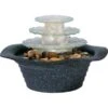 Dobar Zimmerbrunnen Kaskade Blüte Dreistufig In Metallic-Optik Mit Deko-Steinen