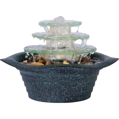 Dobar Zimmerbrunnen Kaskade Blüte Dreistufig In Metallic-Optik Mit Deko-Steinen – Bild 3