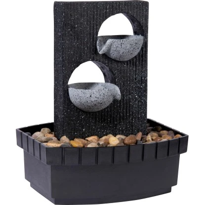 Dobar Zimmerbrunnen Kaskade In Steinoptik Mit Deko-Steinen Und Zwei Schalen