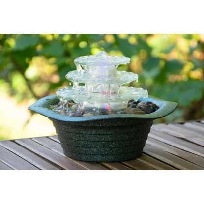 Dobar Zimmerbrunnen Kaskade Blüte Dreistufig In Metallic-Optik Mit Deko-Steinen – Bild 4
