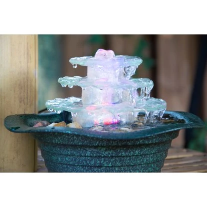 Dobar Zimmerbrunnen Kaskade Blüte Dreistufig In Metallic-Optik Mit Deko-Steinen – Bild 8
