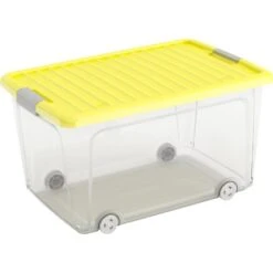 Aufbewahrungsbox W L Hoch Mit Deckel 4 Rollen Gelb