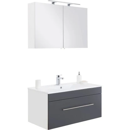 Posseik Badmöbel-Set Viva 100 Cm Anthrazit Seidenglanz 2-teilig – Bild 3