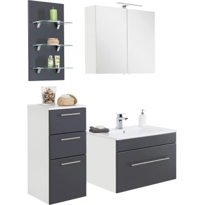 Posseik Badmöbel-Set Viva 75 Cm Anthrazit Seidenglanz 4-teilig – Bild 3