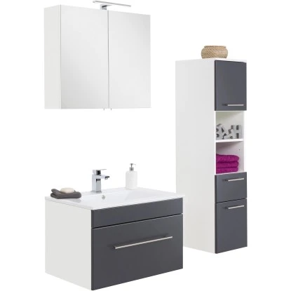 Posseik Badmöbel-Set Viva 75 Cm Anthrazit Seidenglanz 3-teilig – Bild 3