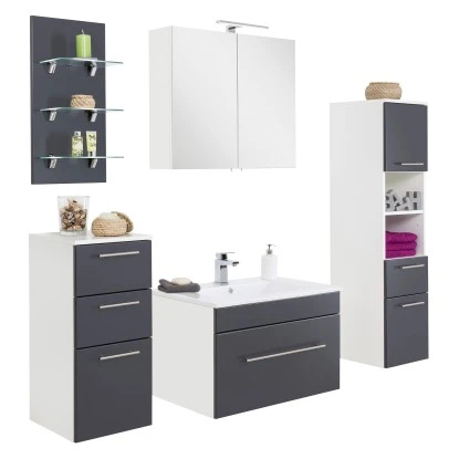 Posseik Badmöbel-Set Viva 75 Cm Anthrazit Seidenglanz 5-teilig – Bild 3