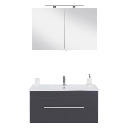 Posseik Badmöbel-Set Viva 100 Cm Anthrazit Seidenglanz 2-teilig – Bild 4