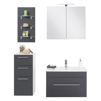 Posseik Badmöbel-Set Viva 75 Cm Anthrazit Seidenglanz 4-teilig – Bild 4