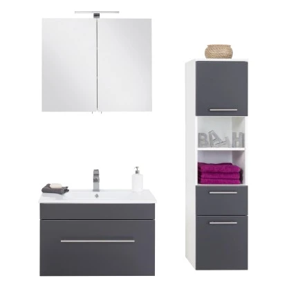 Posseik Badmöbel-Set Viva 75 Cm Anthrazit Seidenglanz 3-teilig – Bild 4