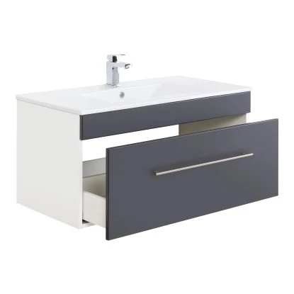 Posseik Badmöbel-Set Viva 100 Cm Anthrazit Seidenglanz 3-teilig – Bild 5