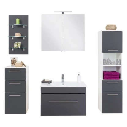 Posseik Badmöbel-Set Viva 75 Cm Anthrazit Seidenglanz 5-teilig – Bild 4