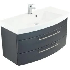 Posseik Waschplatz Luna 100,5 Cm Anthrazit Seidenglanz