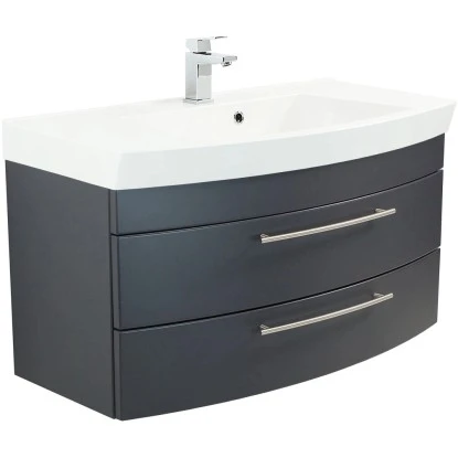 Posseik Waschplatz Luna 100,5 Cm Anthrazit Seidenglanz – Bild 2