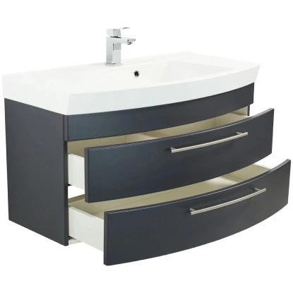 Posseik Waschplatz Luna 100,5 Cm Anthrazit Seidenglanz – Bild 4