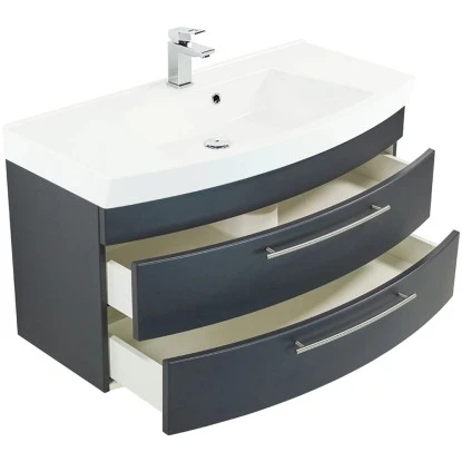 Posseik Waschplatz Luna 100,5 Cm Anthrazit Seidenglanz – Bild 5