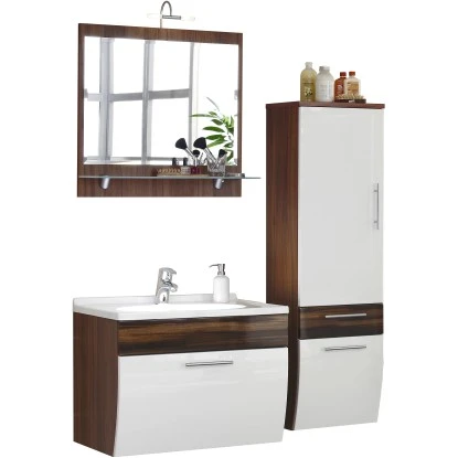 Posseik Badmöbel-Set Salona Walnuss-Weiß 4-teilig – Bild 2