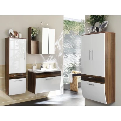 Posseik Badmöbel-Set Salona Walnuss-Weiß 4-teilig