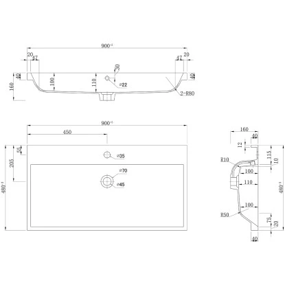 Posseik Stand-Waschplatz 90 Cm Amilia Weiß Hochglanz Mit Grifflosen Schubladen – Bild 7