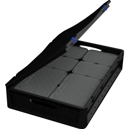 Eurobox-System Euronorm Aufbewahrungsboxen-Set Schwarz 24 L Inkl. Einsatzkästen